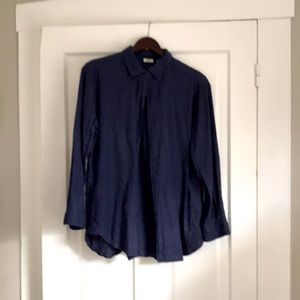 Navy 100% linen blouse